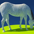 White Horse Landscape Sculpture With Green Circular Platform And Blue Background
