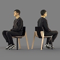 Sitting Man Realistic Male Man Sitting Chair Leisure Chair Sofa Chair Young Foreigner 3d model