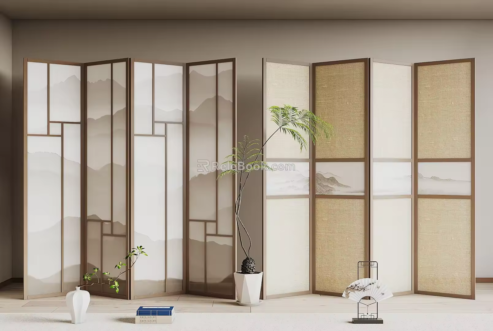 new chinese style screen 3d model