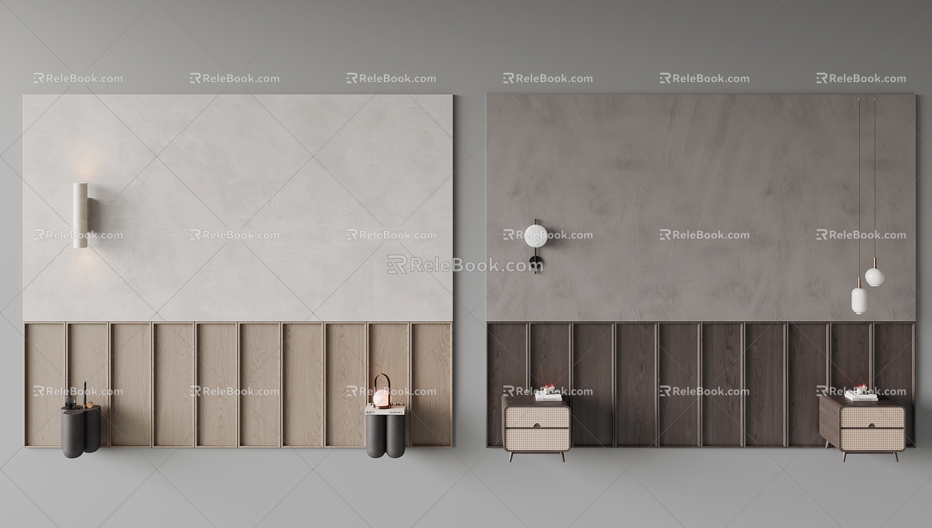 Bedside background wall panel 3d model