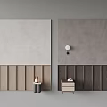 Light And Dark Wood Wall Panels Interior Design With Small Cabinet And Lamp Decor