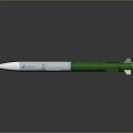 Green And White Military Missile With Sharp Nose Tail Fins And Propulsion System