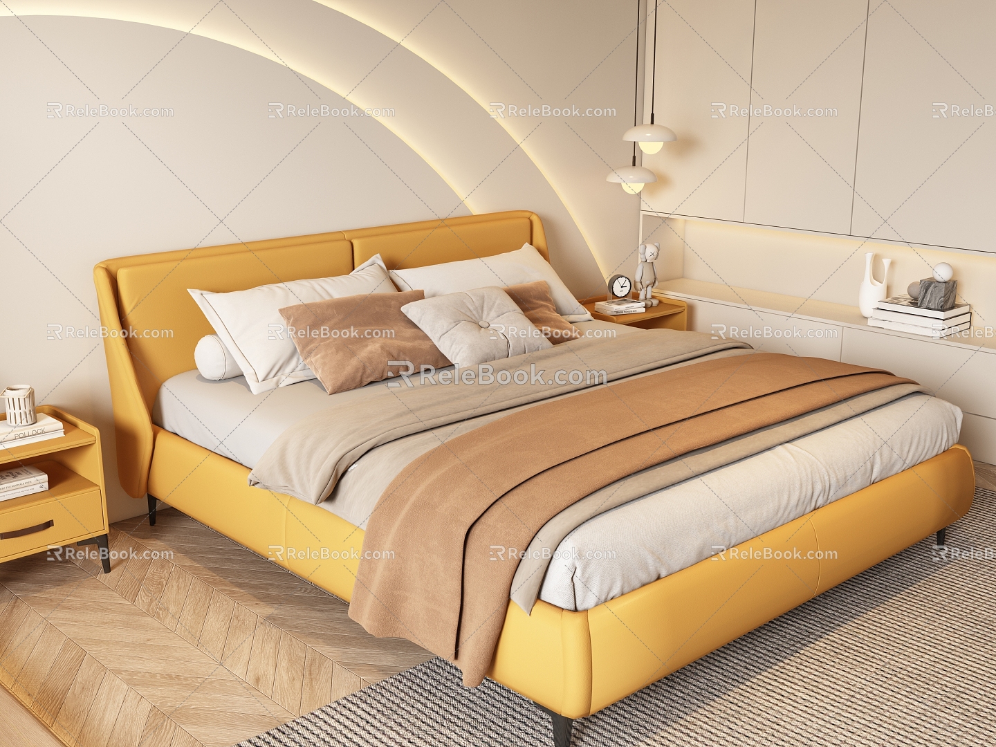 Modern Double Bed 3d model