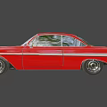 Classic Red Sedan Car With Chrome Accents And Vintage Body Design
