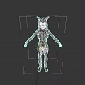 3D Character Creature With Black Body White Face Red Eyes And Horns