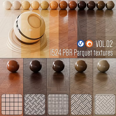 High Quality 1524 PBR Parquet Textures With Various Wooden Flooring Patterns 3d model