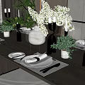 Modern Tableware Table Combination 3d model