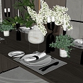 Modern Tableware Table Combination 3d model