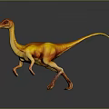 Realistic 3D Rendered Walking Dinosaur With Yellow Orange Body And Red Head