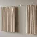 Modern Beige Pleated Curtains With Curtain Rod And Soft Fabric Design