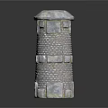 Medieval Stone Tower Featuring Detailed Brick Texture Circular Top And Layered Structure