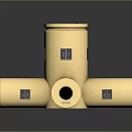 Shiny Golden Multi Cylindrical Mobile Digital Component With Smooth Connected Structure 3d model