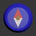 Blue Circular Container With Transparent Lid And Red White Yellow Logo On Metallic Base