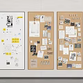 Three Stylish Corkboards With Notes Photos Papers And Memos