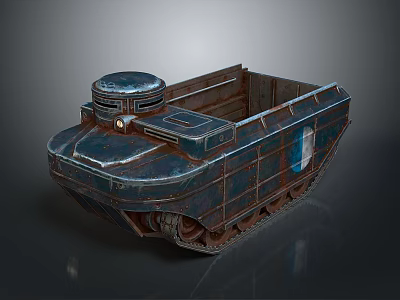 Rusty Military Tank With Metal Armor Top Hatch And Heavy Duty Structure 3d model