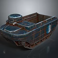 Rusty Military Tank With Metal Armor Top Hatch And Heavy Duty Structure