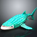 Green Shark Model With White Spots On Black Background And Reflection