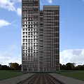 Modern High Rise Residential Building With Multiple Windows And Blue Sky Background