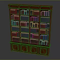 Traditional Brown Wooden Bookshelf With Shelves Filled Colorful Red Blue Books Cabinet Doors At Bottom