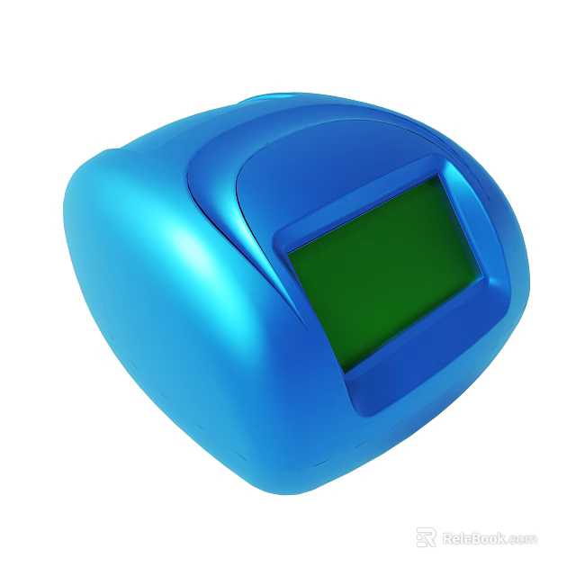 Blue Portable Electronic Device With Green Screen And Sleek Curved Design 3d model 