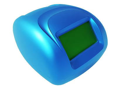 Blue Portable Electronic Device With Green Screen And Sleek Curved Design 3d model