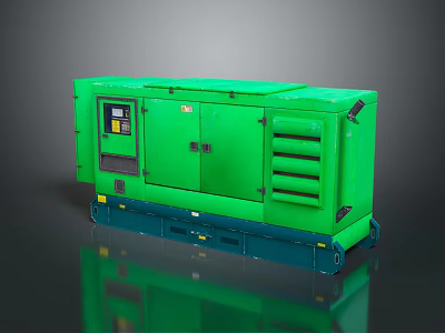 Green Mobile Silent Generator With Control Panel Ventilation Grilles And Stable Base 3d model