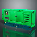 Green Mobile Silent Generator With Control Panel Ventilation Grilles And Stable Base 3d model