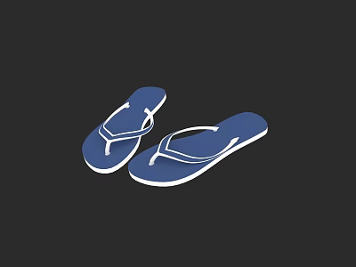 Blue Casual Flip Flops Comfortable Summer Beach Footwear For Men And Women 3d model