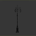 Vintage Street Lamp Design With Multiple Metal Lamp Heads And Carved Base