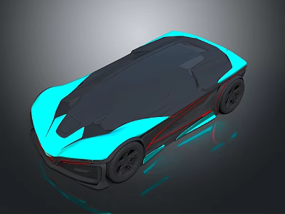 Futuristic 3D Rendered Car With Sleek Aerodynamic Design And Blue Accents 3d model