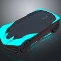 Futuristic 3D Rendered Car With Sleek Aerodynamic Design And Blue Accents