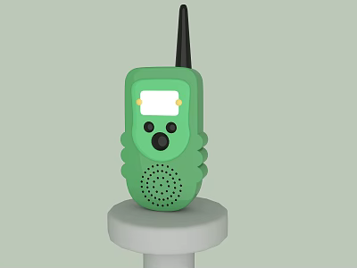 Green Doorbell With Black Antenna And White Base For Home Entrance Decor 3d model