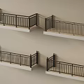 Multiple Black Metal Railings With White Base And Vertical Bars Modern Design