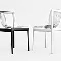 Two Stylish Modern Transparent Dining Chairs Black And White Design