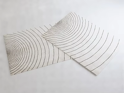 Square Rug With Black Curved Lines For Modern Home Interior Design 3d model
