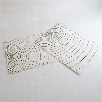 Square Rug With Black Curved Lines For Modern Home Interior Design 3d model