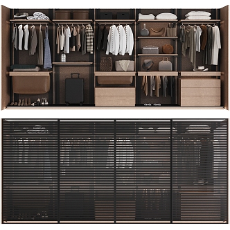 Solid wood wardrobe with customized sliding door 3d model