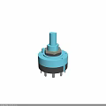 Blue Rotary Switch Device With Black Base And Golden Metal Components