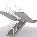 Modern Staircase Aisle With Cross Design White Railings And Gray Steps