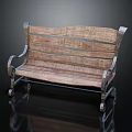 Outdoor Slatted Wooden Bench With Metal Armrests And Simple Design For Garden Seating