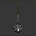 Modern Spherical Lighting Fixture Combination with Metallic Chain and Reflective Surface 3d model