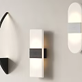 Modern Wall Sconces Featuring Sleek Black White Designs Illuminated On Light Wall 3d model