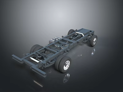 Detailed Car Chassis 3D Model Featuring Frame Suspension System and Wheels 3d model
