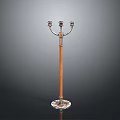 Traditional Floor Candelabra With Three Candle Holders Wooden Stem And Ornate Base