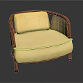 Elegant Single Sofa With Wooden Frame And Beige Cushion Design