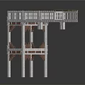 Detailed Architectural Structure Model With Wooden Roof Railings And Support Frames