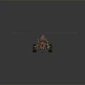 Custom Three Wheeled Vehicle With Orange Propeller And Decorative Parts In Sand