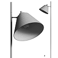 Modern Floor Lamp With Black Metal Frame And Grey Fabric Conical Shade
