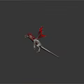 Game And Movie Character Red Winged Silver Dragon With Open Wings And Fierce Stance