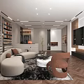 Modern Elegant Boutique Store Interior With Display Shelves Sofa And Herringbone Flooring